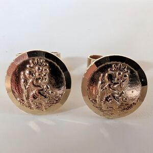 Vintage 1970s 9K Gold St. Christopher Stud Earrings Weight 1.3g Hallmarked UK